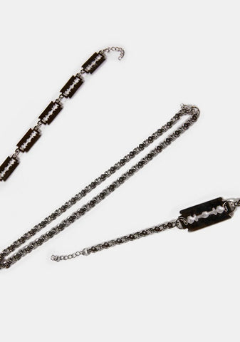 Distortion Razor Blade Chain Bracelets