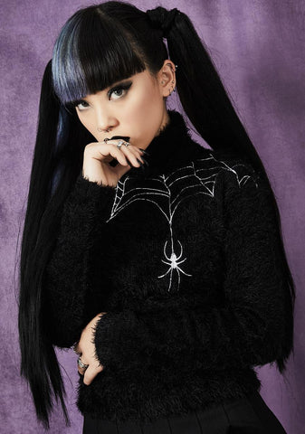 Web Of Deceit Fuzzy Sweater