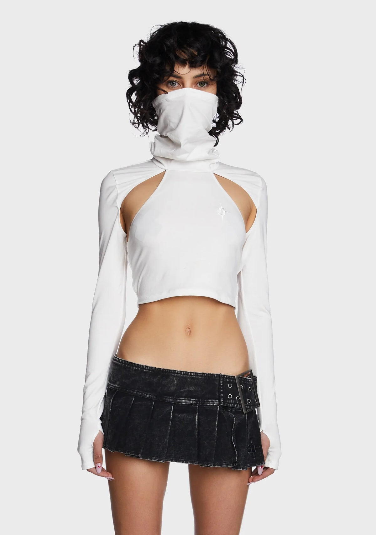 Modulation Caged Back Long Sleeve Top - White