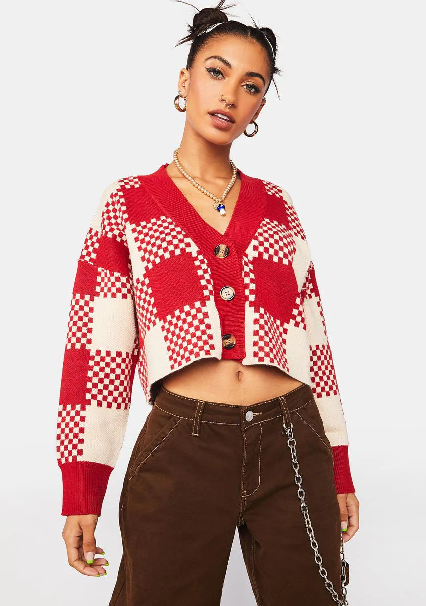 Here To Stay Checkered Cardigan