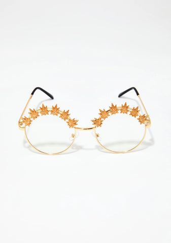Weed Leaf Embellished Glasses