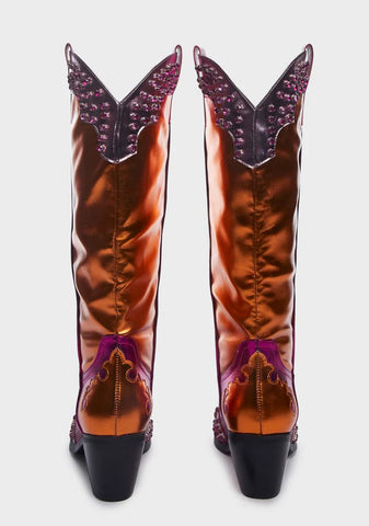 Pink Knox Metallic Cowboy Boots