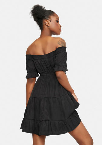Noir Come Undone Off Shoulder Mini Dress
