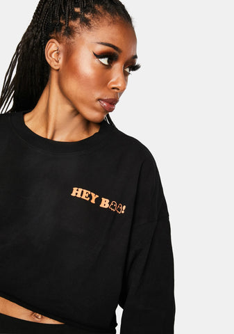 Hey Boo Cropped Crewneck Sweatshirt