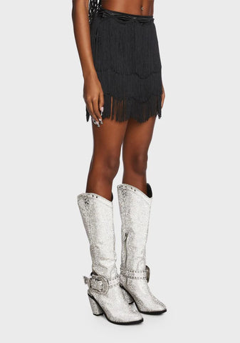 Divine At Dusk Fringe Skirt