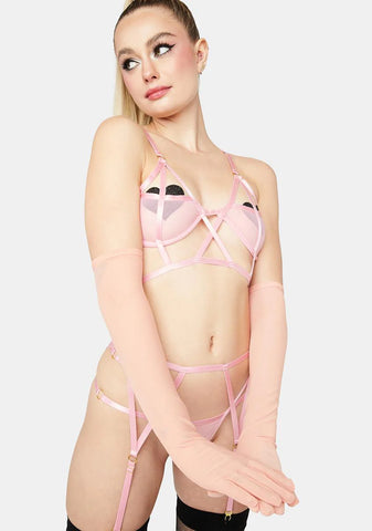 X Bettie Page Peach Gloves