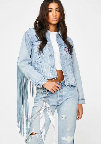 Ex Boyfriend Fringe Trucker Jacket