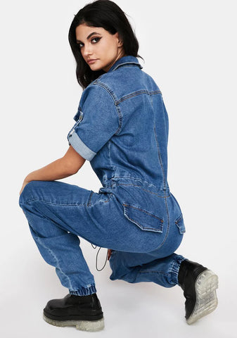 Learn The Rules Denim Jumpsuit