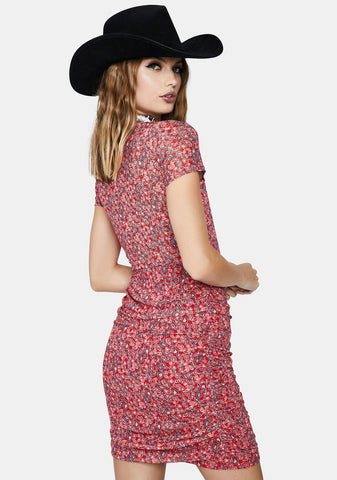 Tied Mesh Mini Dress