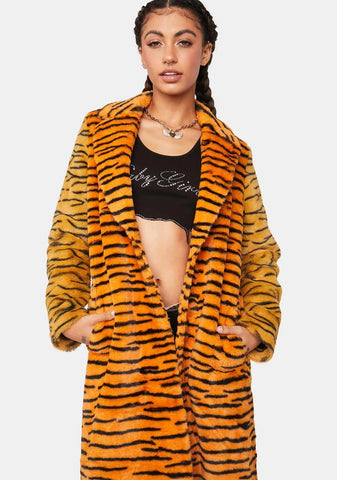 Tiger Faux Fur Coat