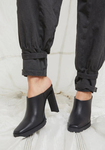 Synth Genuine Leather Square Toe Mules