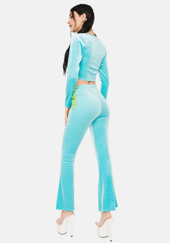 Aqua Stylish Sass Velour Pant Set