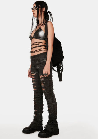 Distortion Heavy Distressed Skinny Jeans