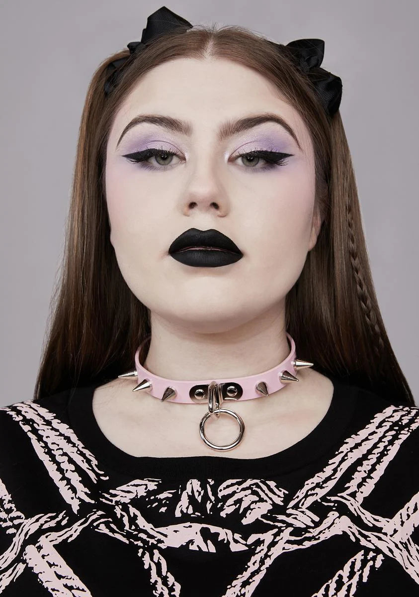 Pink Spiked O-Ring Choker