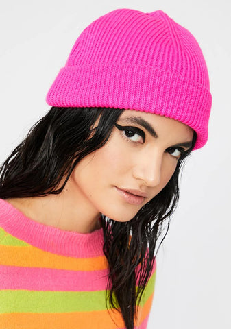 Sweet Color Shock Ribbed Beanie