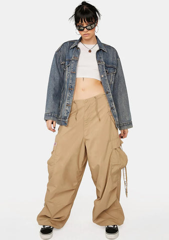 Khaki Silky Wind Pants
