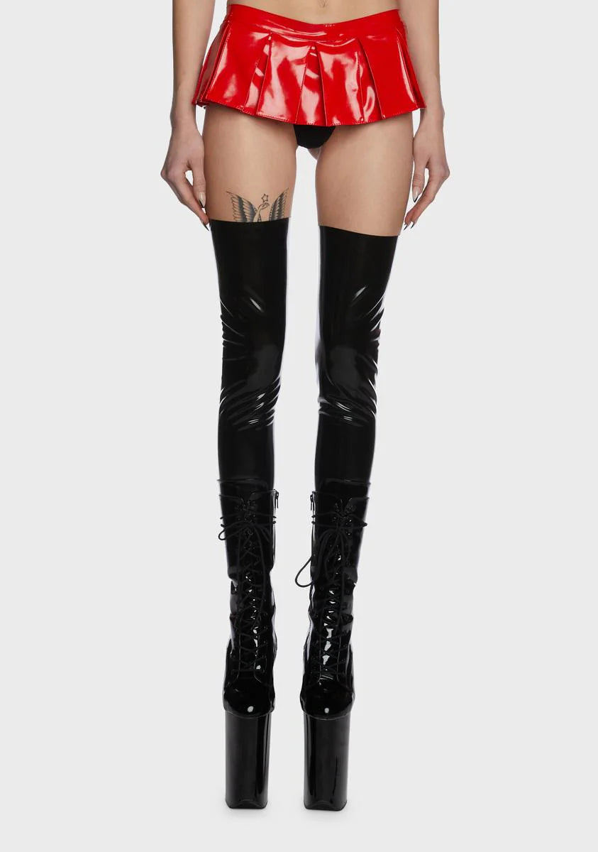 Cherry Deepest Desire Vinyl Pleated Skirt