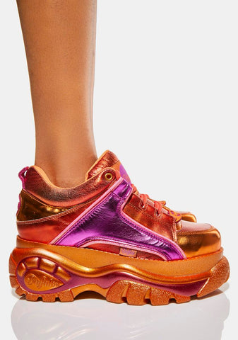 Orange Metallic Classic Low Platform Sneakers