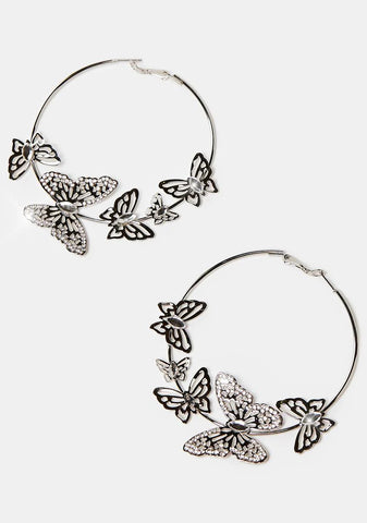 Pewter Brilliant Stage Hoop Earrings