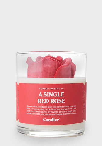 A Single Red Rose Candle
