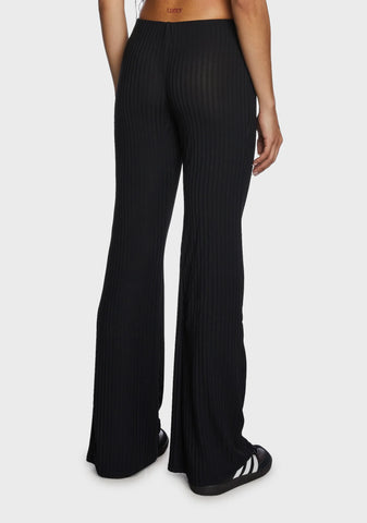 Sunday Plans Ribbed Pants - Black