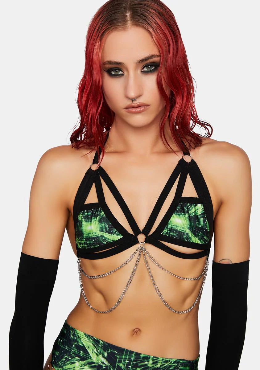 Cyber Grid Cage Bra Top