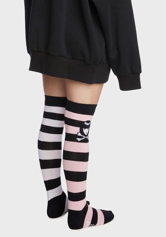 Yawn Away Mismatched Striped Socks