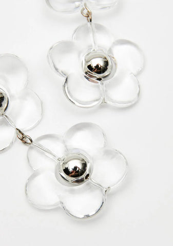 Days With Daisies Clear Flower Earrings