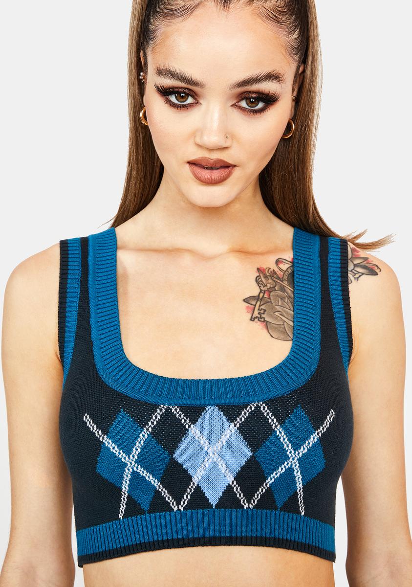 Learn The Ropes Argyle Sweater Tank