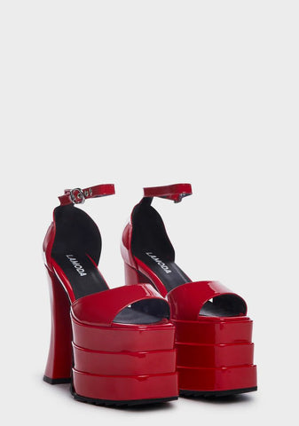 Red Strike Again Chunky Platform Sandals