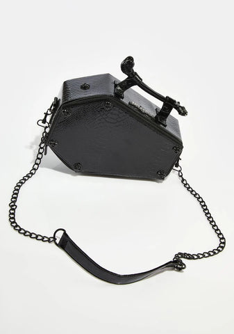 Skull Stud Croc Coffin Crossbody Bag
