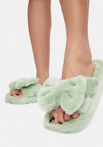 Mint Snuggle Up Fuzzy Slippers