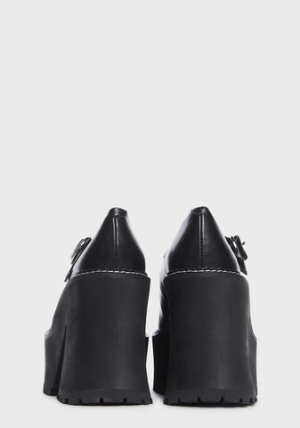 Wide Fit Dark Animal Behavior Platform Mary Janes