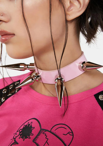 Pink Large Spike Choker