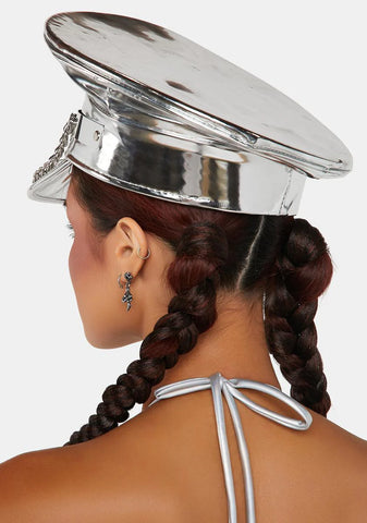 Metallic Hanging Chain Captain Hat