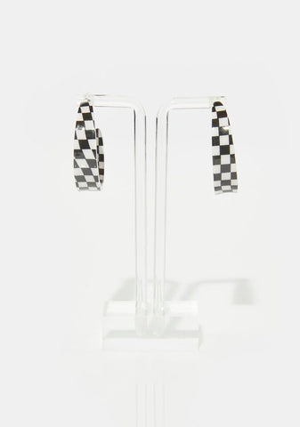 Late Right Channels Checkered Earrings