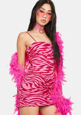 Magenta Wild Side Pleated Mini Dress