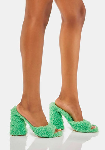 Green Chandlar Fluffy Heels
