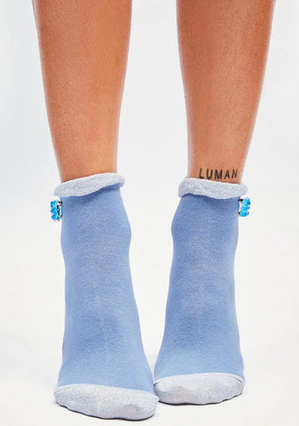 Aqua Always A Treat Ruffle Crew Socks