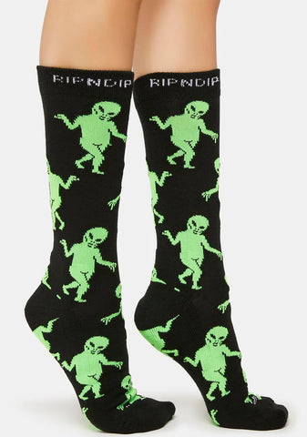 Alien Dance Party Crew Socks