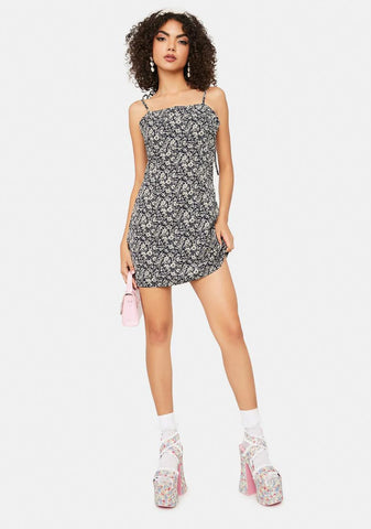 Sunset Cheer Floral Tie Strap Mini Dress