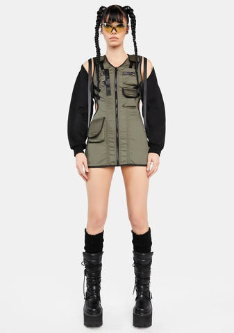 Desert Tactical Dress With Detachable Sleeves