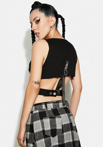 Asymmetric Lapel Short Waistcoat