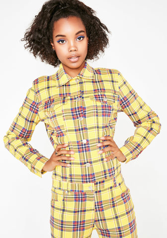 Caution Grunge Gang Plaid Jumpsuit
