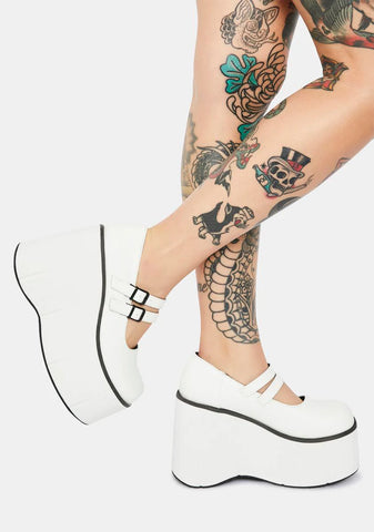 White Dollhaus Platform Mary Janes