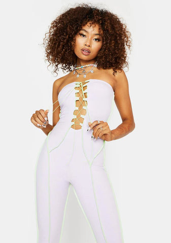 Lavender Diva Energy Lace-Up Jumpsuit