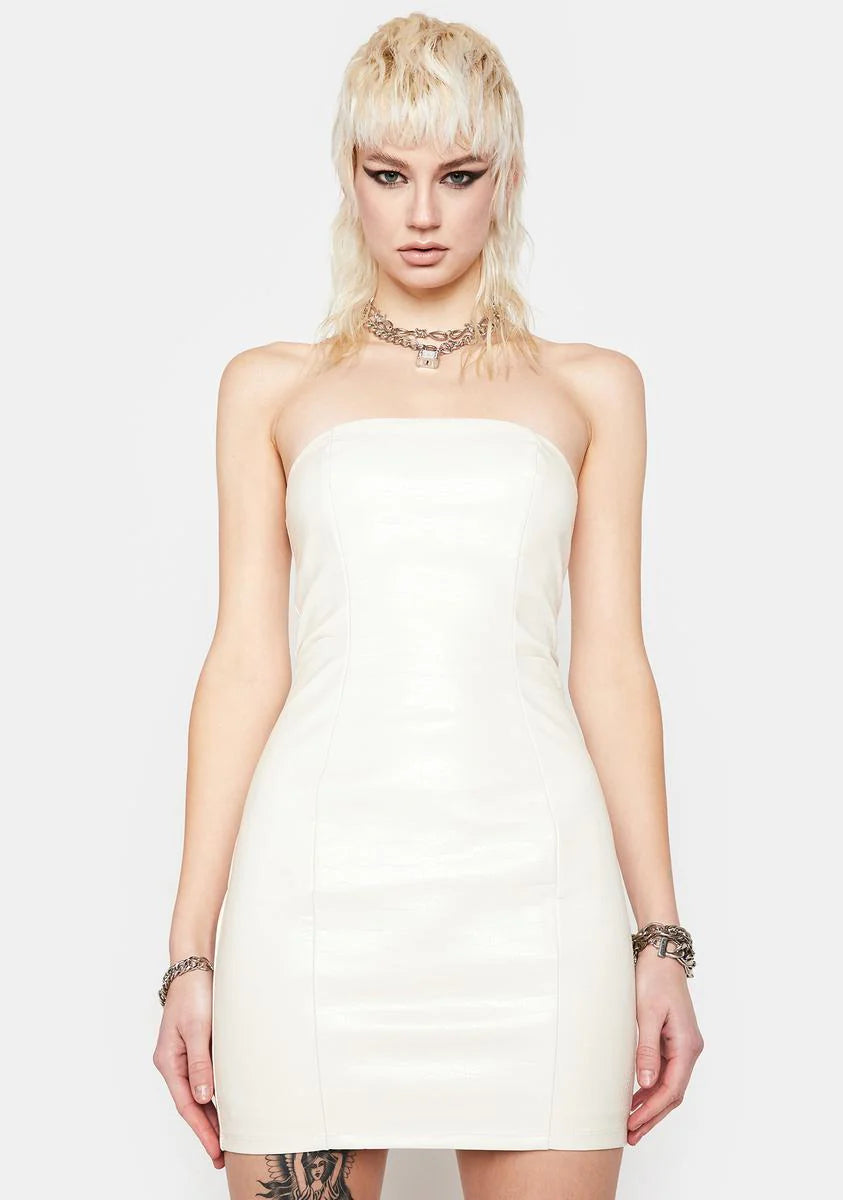 Cream Watch Me Succeed Strapless Mini Dress
