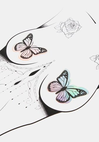 Rainbow Sherbet Tie Dye Velvet UV Butterfly Pasties