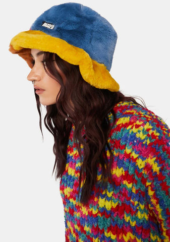Patchwork Faux Fur Bucket Hat