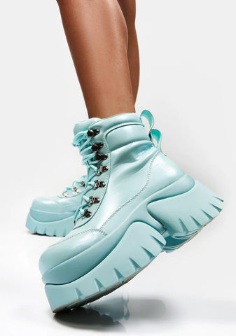 Baby Blue Gooey Platform Boots